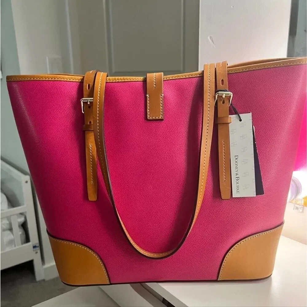 Dooney & Bourke Saffiano Fuscia Dover Tote - Hot Pink‎ purse new!!!